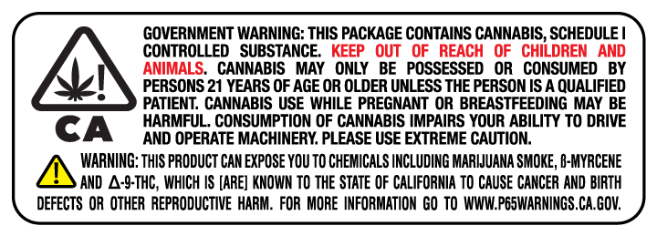 California Compliant Label